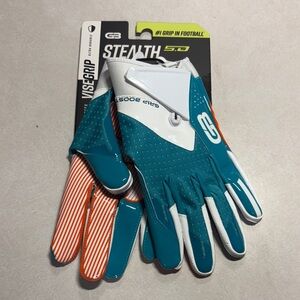 Stealth 5.0 Men's Football Gloves - Teal and White